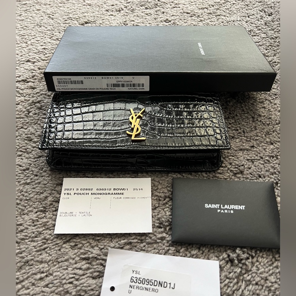 Authentic Cassandre YSL Croc Mini Purse